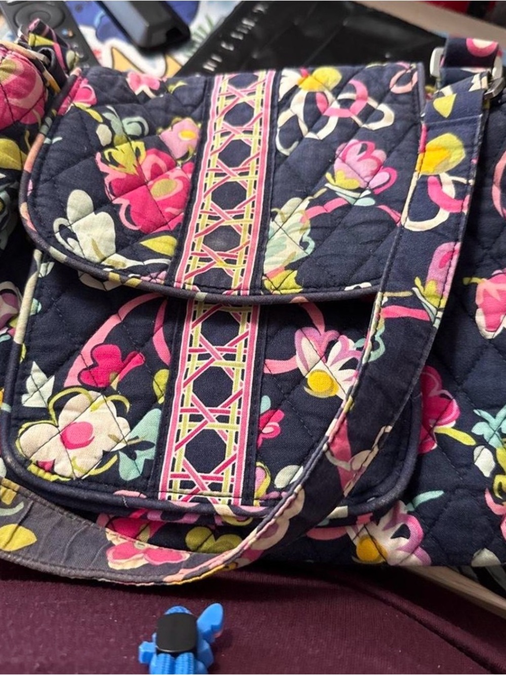 Vera Bradley Quilted Floral Crossbody Bag - Navy Pink Multi